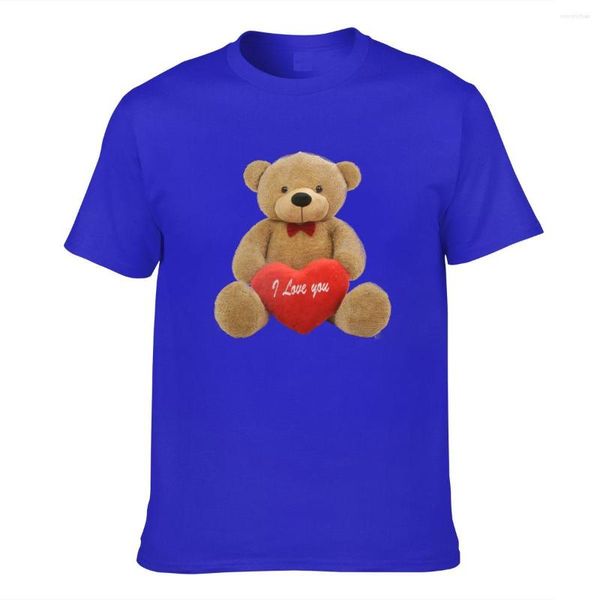 Camisetas masculinas eu te amo teddy urso azul blue tshirts moda de designer masculina
