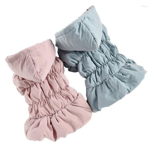 Vêtements de chien Rose Bleu Fourrure Femme Pet Robes chaudes Sweat à capuche Princesse Manches avec jupe à bulles Hiver XS XXL XXXL Manteau de chat Outfit en gros