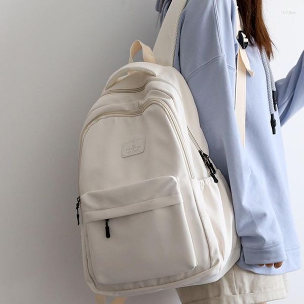 Sırt çantası moda kadın kadın su geçirmez naylon naylon öğrenci kitap çantası düz renkli okul sırt çantaları genç Gilrs erkekler için