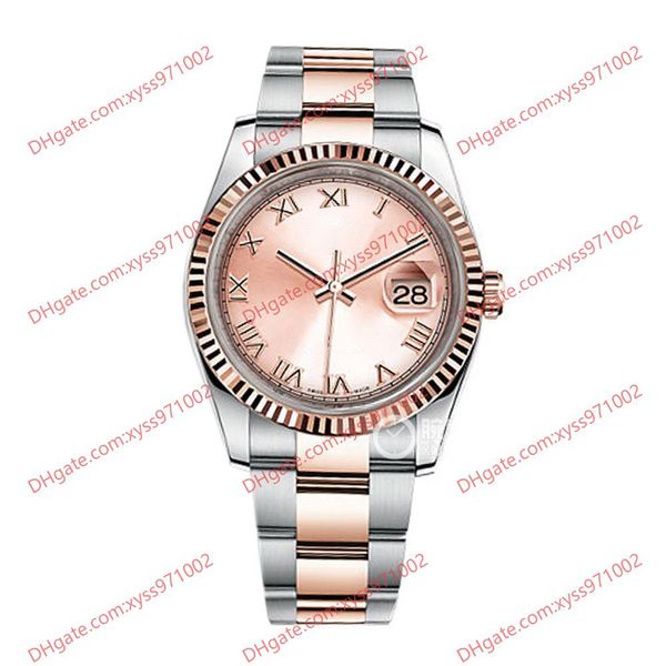 Relógio de alta qualidade 2813 Relógio masculino automático 116231 36mm Dial rosa rosa 18K Rose Gold Rose Stainless Aço Salvão Vidro de Safira 116203 116244 116238 Relógios femininos