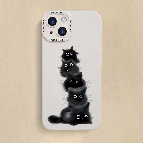 Moda silikon karikatür Kömür Briket Kedi telefon kılıfı için uygun iphone14 13 12 pro max Her şey dahil korumalı telefon kılıfı