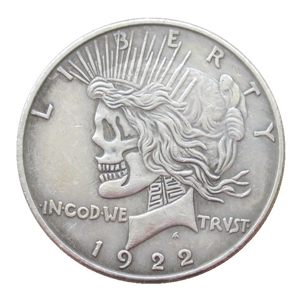 Monete a due facce USA Peace Dollar 1922 Teschi Testa a testa Monete copiate in argento placcato Artigianato in metallo Regali speciali