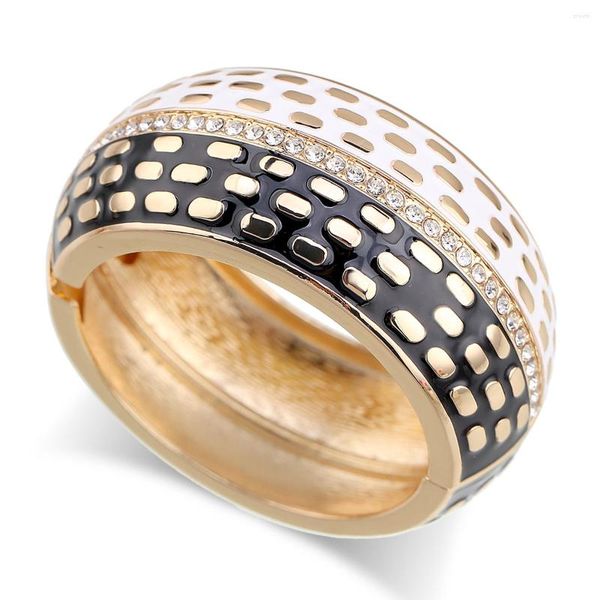 Bangle Trendy Statement Color Smalto Bracciale Braccialetti per le donne placcato in oro con gioielli in cristallo di strass