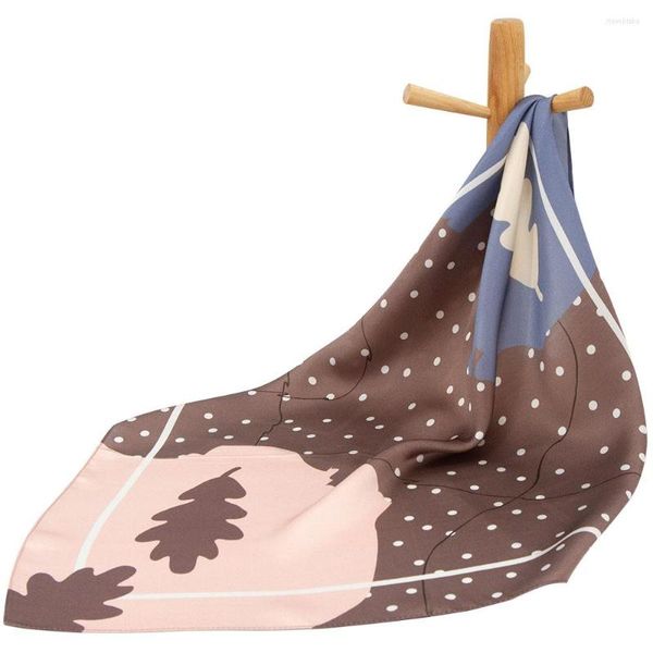 Sciarpe Bandana di seta pura Sciarpa per capelli da donna Foglia Dot Fazzoletto Top Fascia quadrata naturale Fazzoletto da collo Regalo cliente per signora