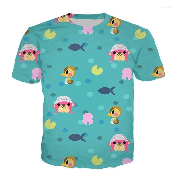 Мужские рубашки T kawaii животные кроссовые рубашка улыбка Isabelle print Summer Tee Смешная хип -хоп уличная одежда Harajuku Unisex Casual Top