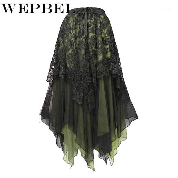 Signe Wepbel Women Ruffles Vintage Retry Fashion Flow Lace Skirt Ladies High Waist A Line Flower Female Flower