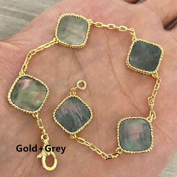 20Colors Fashion Classic 4/Four Leaf Clover Braccialetti con ciondoli Diamond Bangle Chain 18K Gold Agate Shell Mother-of-Pearl for WomenGirls Wedding Regalo di gioielli per la festa della mamma