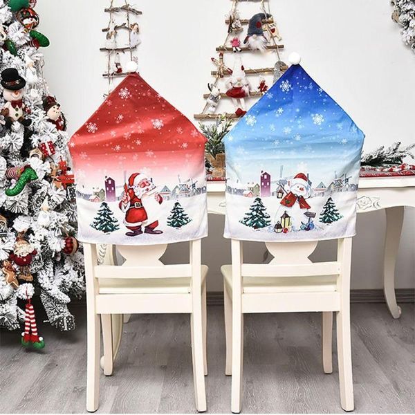 Coprisedie Camera Cucina Soft Stretch Decorazioni natalizie Tavolo da pranzo Decorazioni per la casa Cappello di Babbo Natale