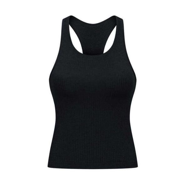 Racerback ativo tanque de roupas ￭ntimas Lu Fit Fit Sleeseless Camisa de ioga escova Women Workout Top Sports Shirt com suti￣ acolchoado