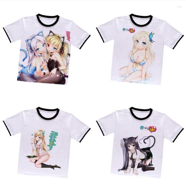 Erkek Tişörtleri Anime Haganai T-Shirt Kashiwazaki Sena Mikazuki Yozora Beyaz Polyester Gömlek Kawaii Yaz Aktif Tshirt Otaku Erkek Tees