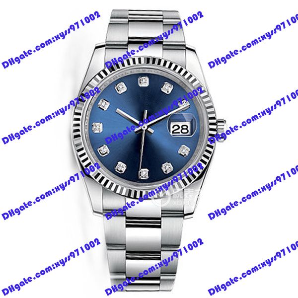 Relógio de alta qualidade 2813 Relógio mecânico automático 36mm Blue Dial 116234 Women's Diamond Watch Strap Strap Sapphire Business 116244 Watch Men's Watch