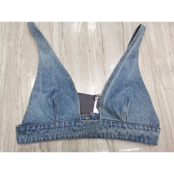 Damen Tanks Camis Frauen Sexy Denim Tank Tops Nähte Marke Kleidung Bikinis Cowboy Jeans BH Weste 230204