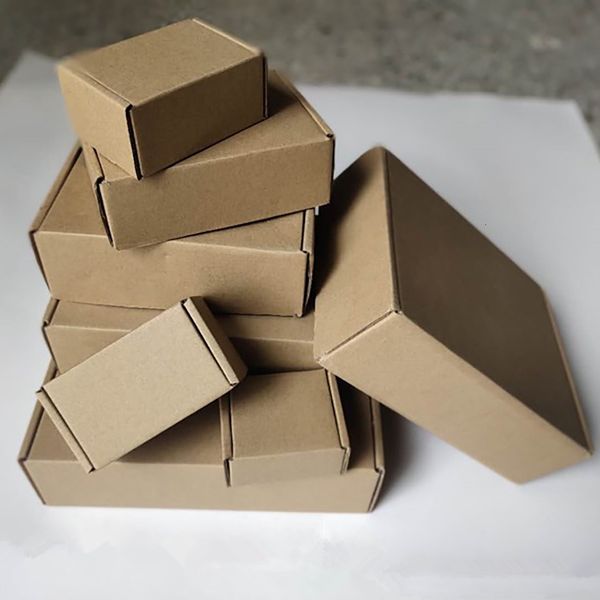 Confezione regalo 20 pezzi scatola di cartone sapone fatto a mano fai da te spessa carta ondulata imballaggio postale scatola marrone piccolo avvolgimento 230206
