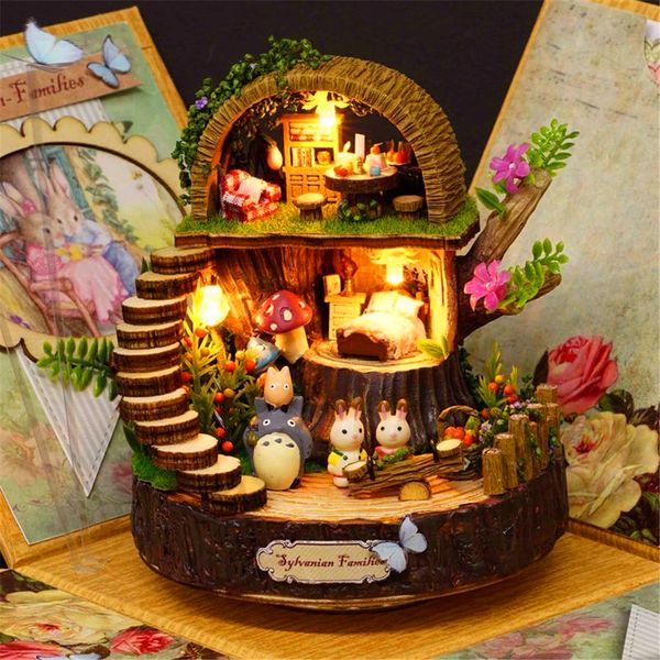 Neuheit Gegenstände meine Nachbarin Totoro Music Box DIY handgefertigtes Led Castle in the Sky Children Spielzeug Romantic Gift Valentinstag Geschenk 230206