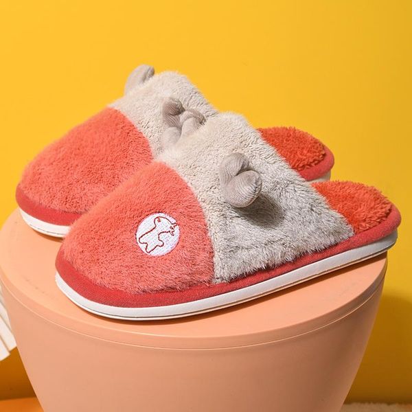 Pantofole da donna per la casa inverno morbido peluche in cotone scivoli antiscivolo femminile peloso scarpe calde coppie regalo di Natale con orecchie