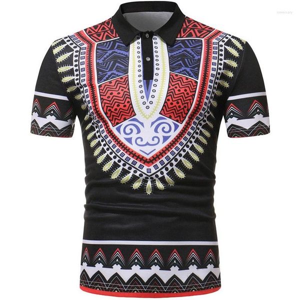 Polo da uomo Summer Fashion T-shirt manica corta stampata africana Casual Top Abbigliamento uomo