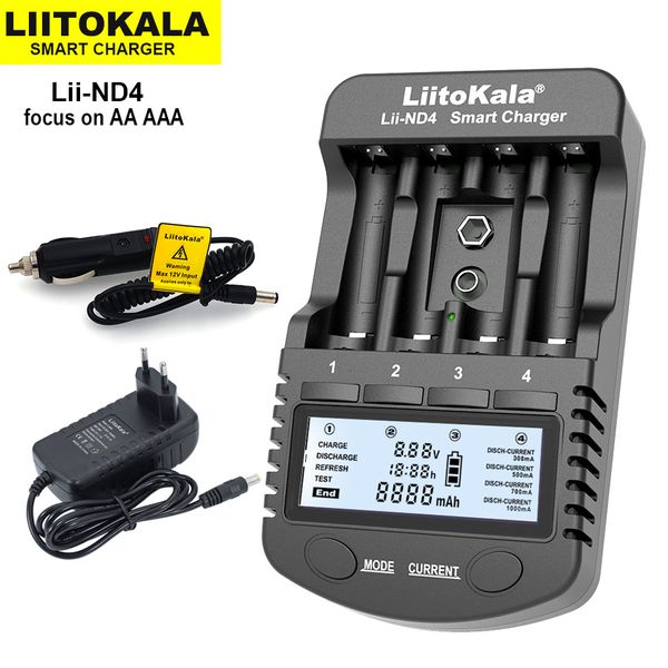 Handy-Ladegeräte liitokala lii-nd4 lii-nl4 Smart Battery Ladegerät für 8,4 V Li-Ion 9V1.2V Ni-MH Ni-CD AA AAA-Batterien und Testbatteriecapicity 230206