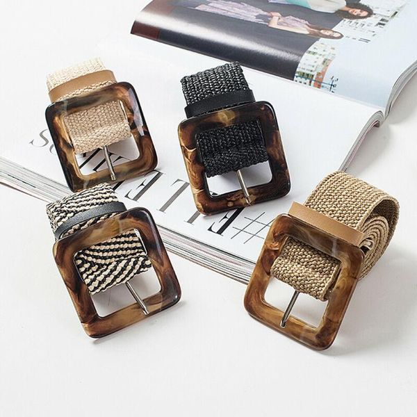 Cinture Moda Donna Cintura vintage intrecciata Cintura elasticizzata in legno con fibbia in legno UKCinture