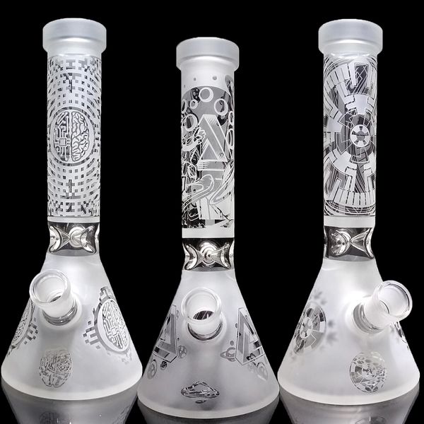 Becher Basis Bong Sandstrahlbong -Dab Rigs für trockenes Kraut 10 '' Borosilikat Glas Bong Sandstrahlglas Wasser Bong Schwerdienstbecher Bong