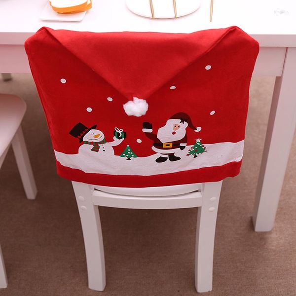 Украшение вечеринки Рождественское кресло обложка красная шляпа Санта -Клаус обед на год