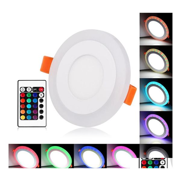 Luzes do painel de LEDs redonda/quadrado RGB Light Adicione Controle remoto 6W/9W/16W/24W Teto embutido AC85265VADDDRIVER DRIVE Ilumina￧￣o