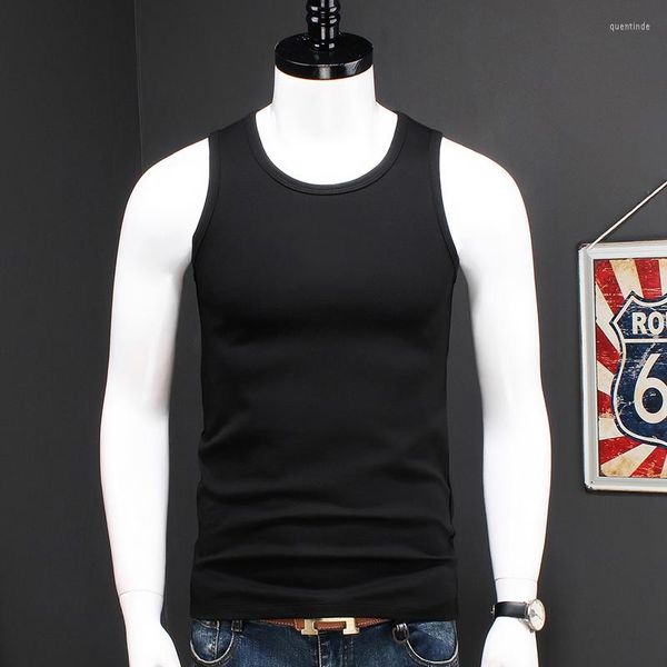 Herren-Tanktops, O-Ausschnitt, Stretch, Baumwolle, Modal, Herren, Sommer, ärmellose Hemden, Bodybuilding, Muskel-Singlet, Herrenweste, schwarzes Trainings-Unterhemd