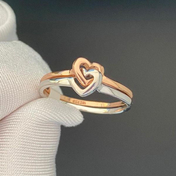 Eheringe Großhandel Mädchen Verkauf Rose Gold und Silber Farbe Doppelherz für Frauen Schmuck Accessoires