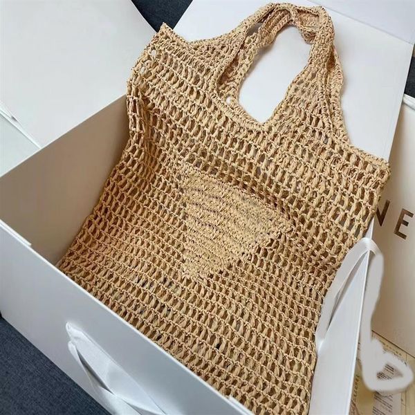 Design de alta qualidade feminino Tote Straw Bolsa de praia de damasco Raffia bolsa de ombro bolsa de viagem Bolsas de viagem preto impress￣o 2348