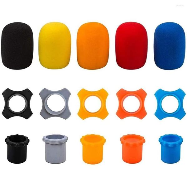 Microfoni Shakeproof Anti-Rolling Protezione per microfono palmare wireless Anello in silicone Supporto per asta inferiore Copertura in schiuma per KTV