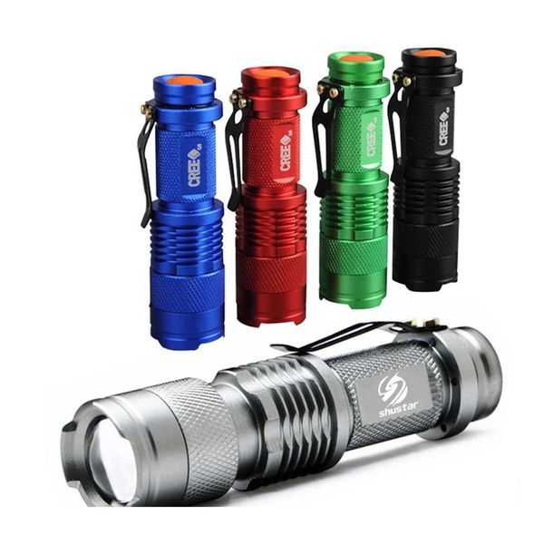 Torches colourf wasserdichte LED Taschenlampe Hochleistungs 2000 lm Mini Spot Lampe 3 Modelle zoomable Nockenausrüstung Taschenlampe Blitzleuchte Dhasl