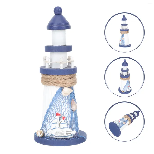 Portacandele Decorazioni per fari Nautico Mediterraneo Decorazioni da spiaggia in legno Ornamento da tavolo Decorazioni per la casa da tavolo Figurine lampeggianti