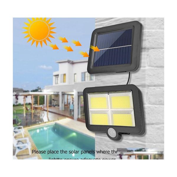 Solar-Wandleuchten Cob 100/108/120/128 LED-Lampenlicht im Freien Garten Pir Motion Sensor Strahler Sicherheit Notfall Drop Lieferung Lig Dhhe7