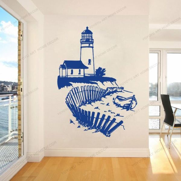 Adesivi murali Faro Oceano Decalcomanie Adesivi Casa Per Soggiorno Arredamento Con Barca Stile Mare Poster CX557Adesivi MuraliWall