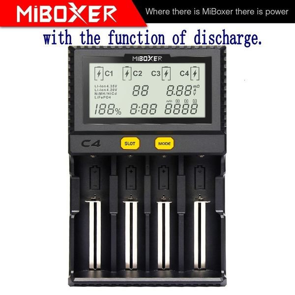 Caricabatterie del telefono cellulare Miboxer C4 Caricatore batteria L'ultima versione di V4 il quarto slot può scaricare per testare la vera capacità della batteria 230206