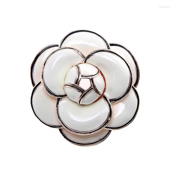 Broşes Kore Moda Beyaz Kamelya Çiçek Broş Kavur Pin Korsage Alaşım Emaye Mücevher Lüks Broches Kadın Aksesuarları