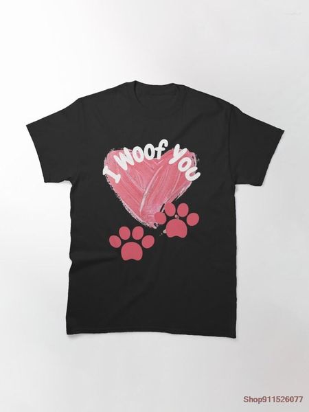 Magliette da uomo I Wuf You Fun Doggy Valentine Gift Cotone Maglietta casual da uomo a manica corta di alta qualità O-Collo Tessuto confortevole lavorato a maglia