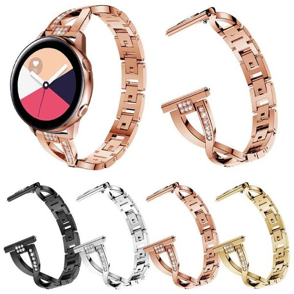 Uhrenarmbänder Mode X Typ Stil Diamant Armband für Galaxy Active 2 1 Band Metall Link Frauen Strap 42mm 46mm275S