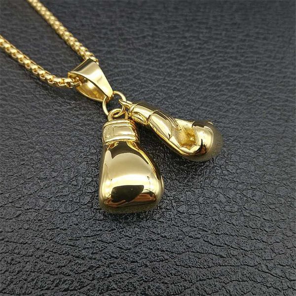 Anhänger Halsketten Hip Hop Paar Boxhandschuh Anhänger Für Männer Gold Farbe Edelstahl Männlichen Hippie Schmuck Dropshipping Halskette G230206