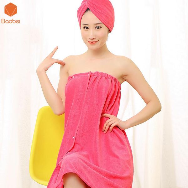 Asciugamano da bagno Set70x140cm 1Pc Accappatoio per capelli da donna Cotone tinta unita Spa Beach Vestaglia Turbante Set da bagno YJ1