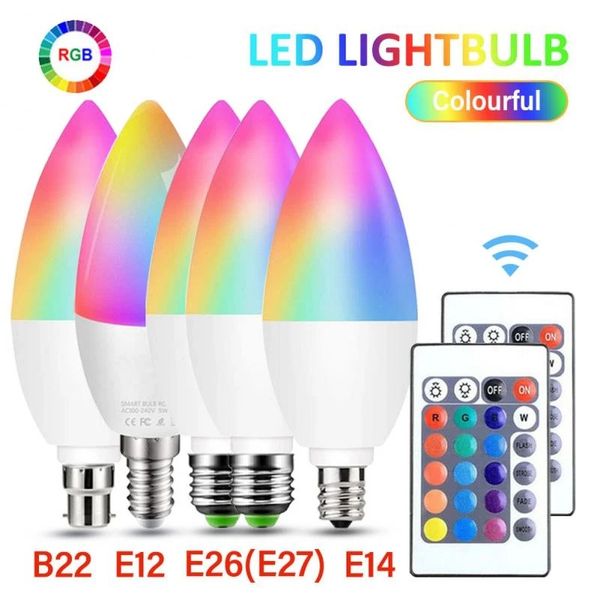 E14/E122/B22 Bulbo LED Smart Indoor Néon Sign RGB Lâmpadas Lâmpadas remotas Lâmpada de fita retificável