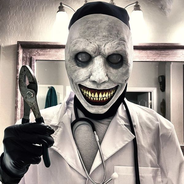 Maschere per feste Raccapricciante Halloween Demoni sorridenti Horror Face The Evil Puntelli Cosplay Masquerade Abbigliamento Accessor 230206