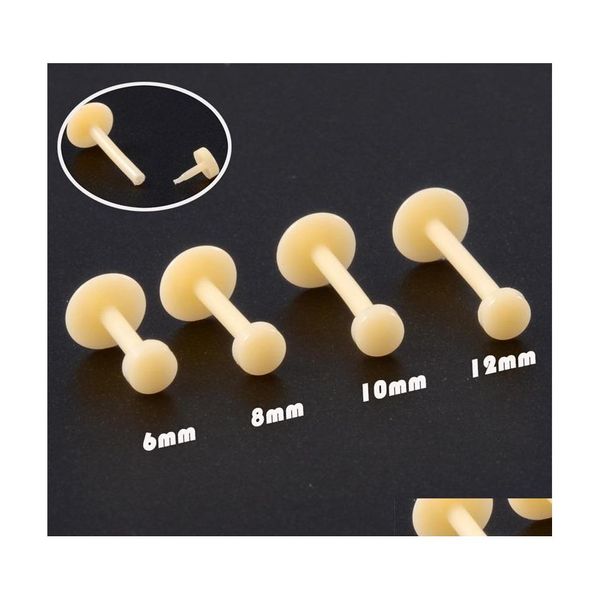 Anelli di lingua 10Pcs Colore della carne Acrilico Labbro Fermo per unghie Staccabile Inserimento asta Orecchio Trago Helix Cartilagine Orecchino Stud Goccia di base Dhgmd