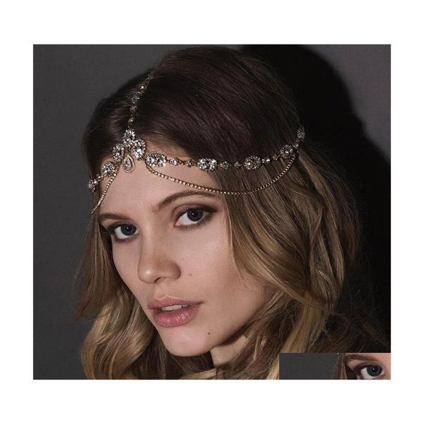 Tiaras Stonefans Boho Kopfkette Fee Tiara mit Stein Schmuck für Frauen Braut Hochzeit Kristall Stirn Kopfschmuck Party 665 Q2 D Dhf4Y