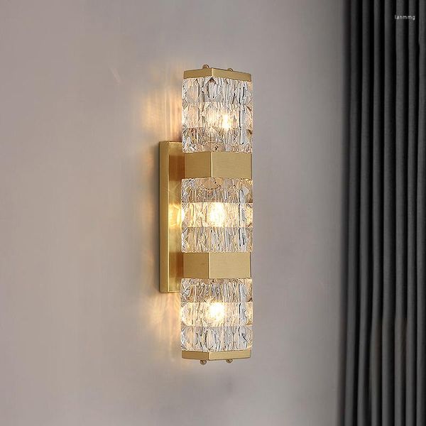 Lampada da parete decorativa di lusso lunga da incasso applique in acciaio inossidabile cristallo oro soggiorno camera da letto cucina lati luce a specchio