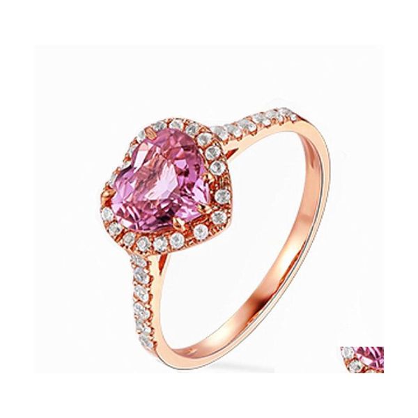 Con pietre laterali di cristalli rosa di lusso anelli naturali tormalina cuore amore anello di generazione dal vivo in oro rosa rin yzedibleshop dro dhu6d