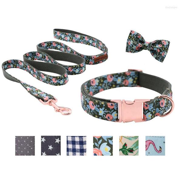 Hundehalsbänder im einzigartigen Stil mit Pfoten- oder Leine-Blumenmuster und robustem Baumwollbandhalsband für Haustiere