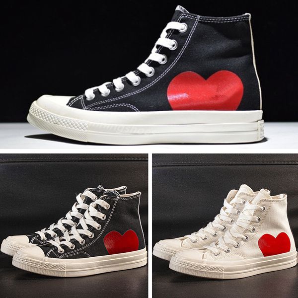 Обувь CDG Canvas Play Love With Eyes Hearts 1970 1970-е годы Большие глаза Бежевые черные Классические повседневные кроссовки для скейтборда Дизайнер Y6
