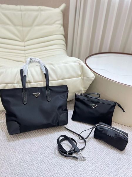 Дизайнерские 3 штуки устанавливают нейлоновые сумки женские модные покупки сумки черные кошельки карандаш