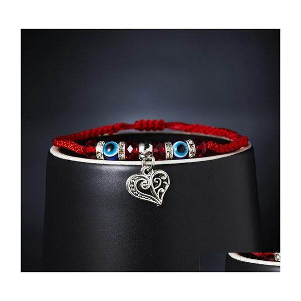 Braccialetti con ciondoli Bracciale intrecciato a mano Lucky Kabh Filo rosso Filo Hamsa Blu Turco Malocchio Gioielli Fatima Pretty 4 Drop Delivery Dhyz6