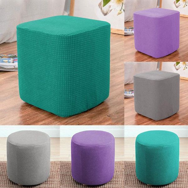 Stuhlhussen 2023 Solid Stretch Polyester Ottoman Slipcover Sofa Footstool Cover Storage Protector